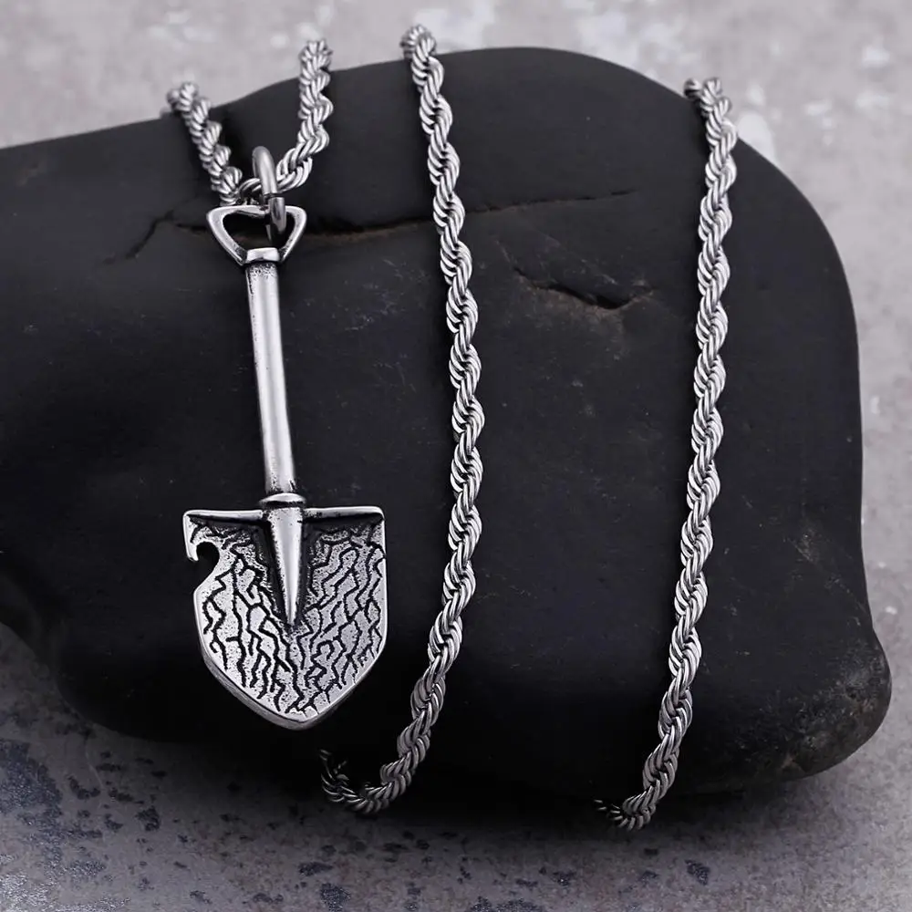 Vintage Tool Shovel Pattern Pendant Necklace for Men