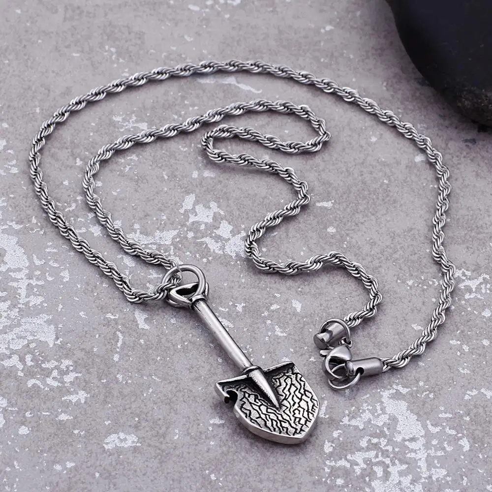 Vintage Tool Shovel Pattern Pendant Necklace for Men