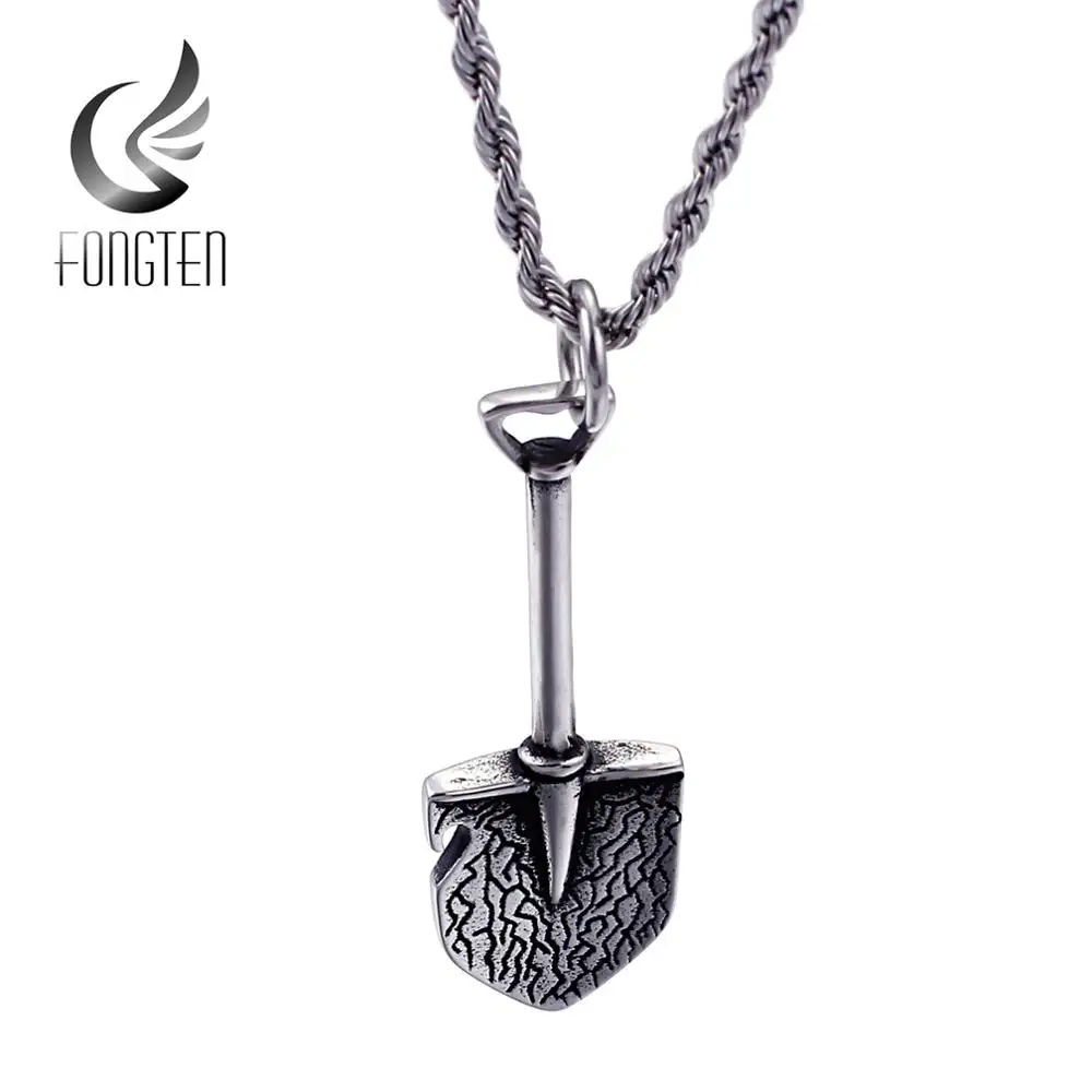 Vintage Tool Shovel Pattern Pendant Necklace for Men