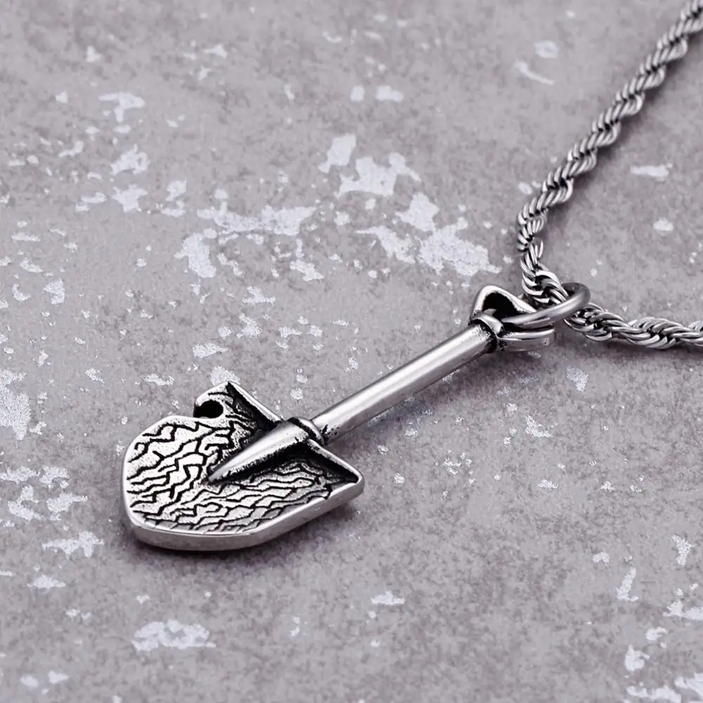 Vintage Tool Shovel Pattern Pendant Necklace for Men