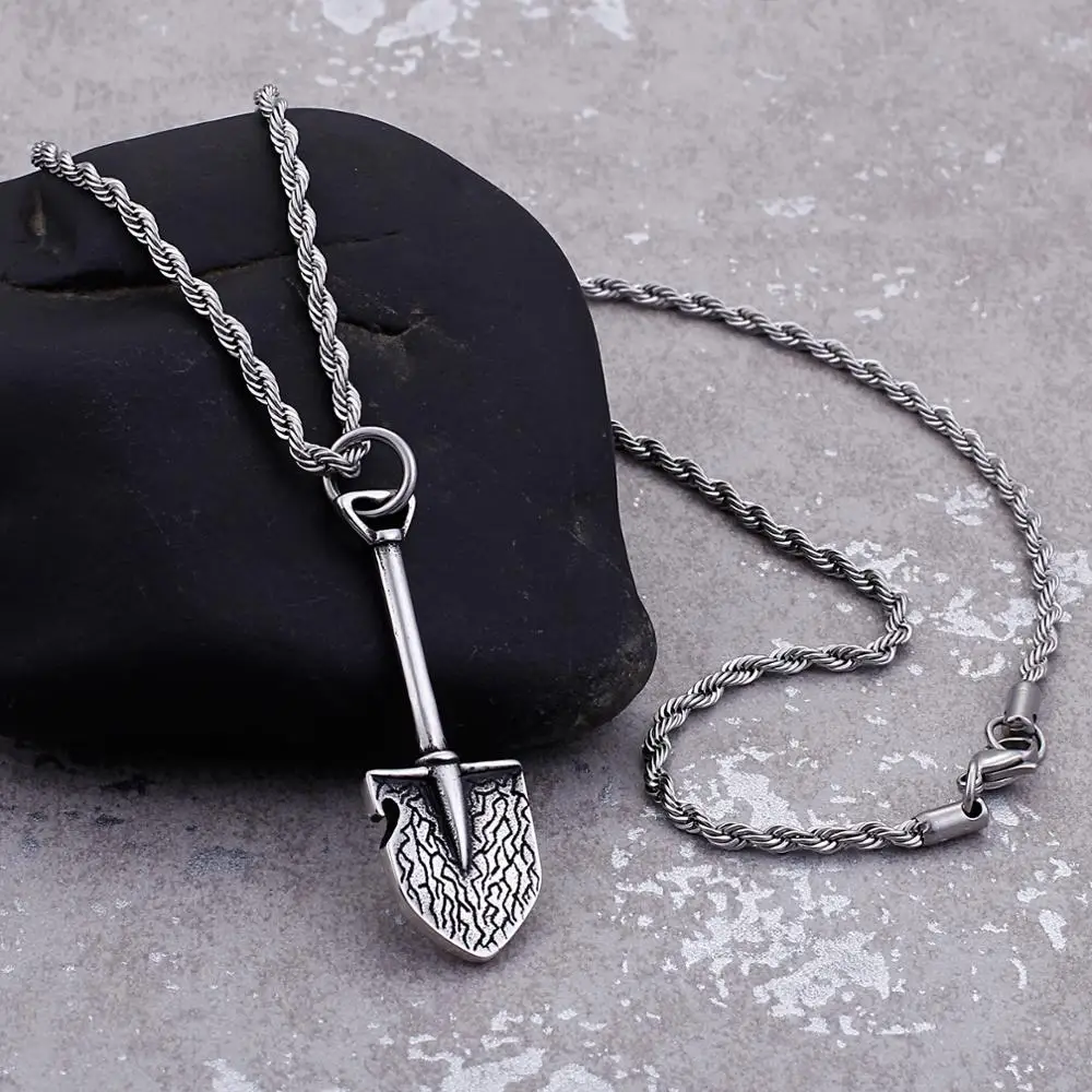 Vintage Tool Shovel Pattern Pendant Necklace for Men
