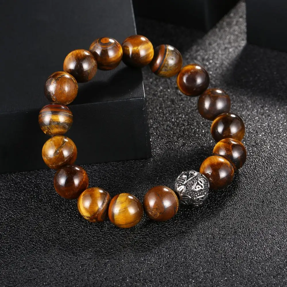 Tiger Eye Charm Vintage Beads Bracelet for Men