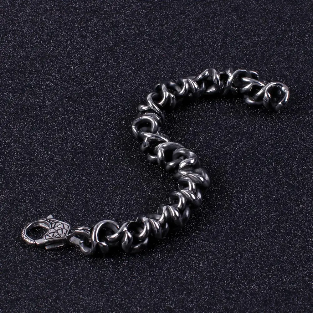 Vintage Skeleton Chain Bracelet Men Skull Head Metal