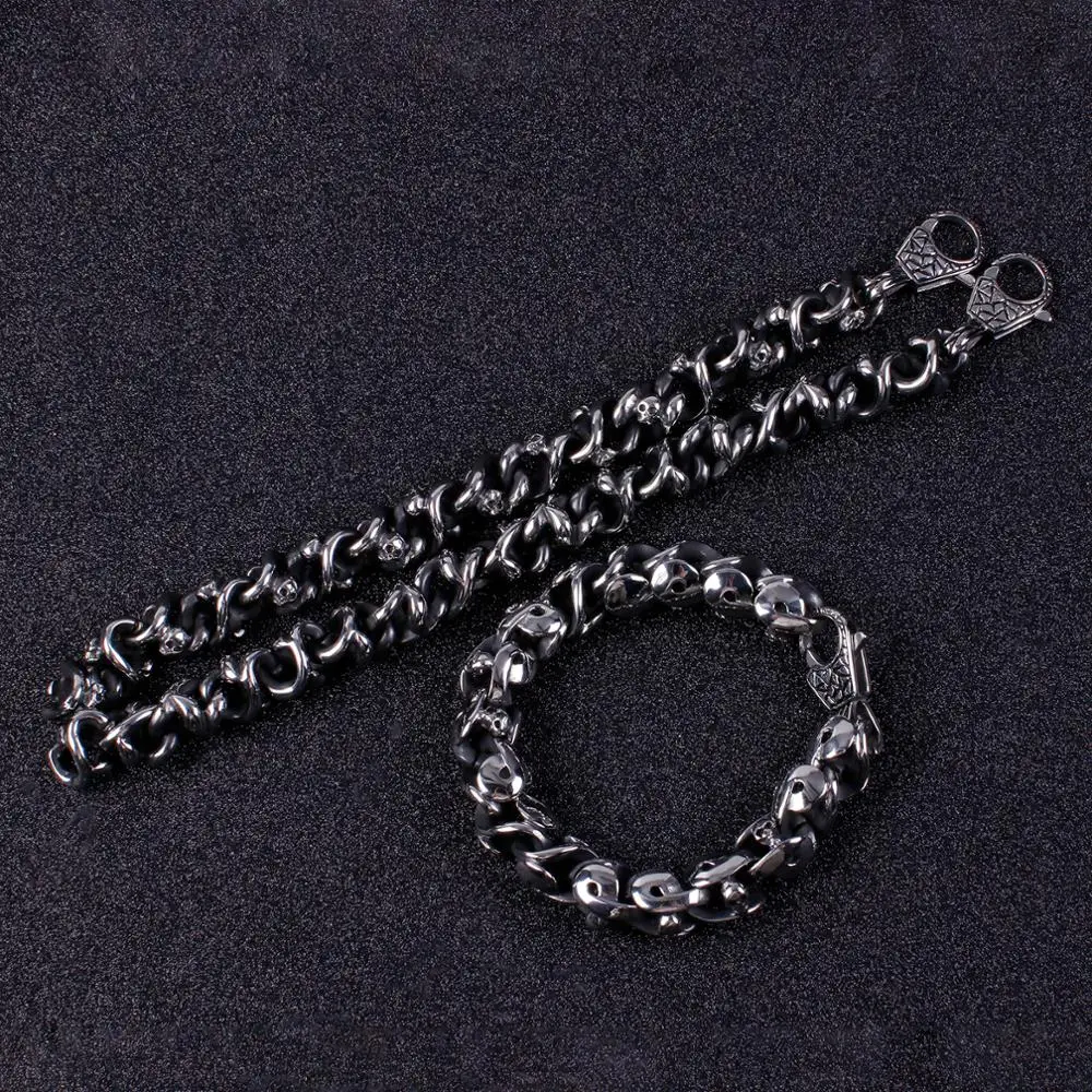 Vintage Skeleton Chain Bracelet Men Skull Head Metal