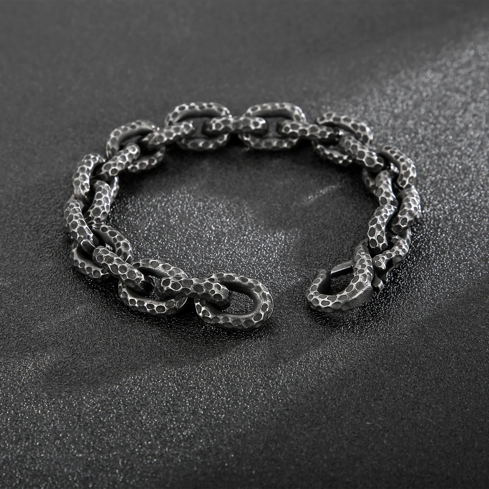 Curb Thick Round Link Chain Vintage Bracelet