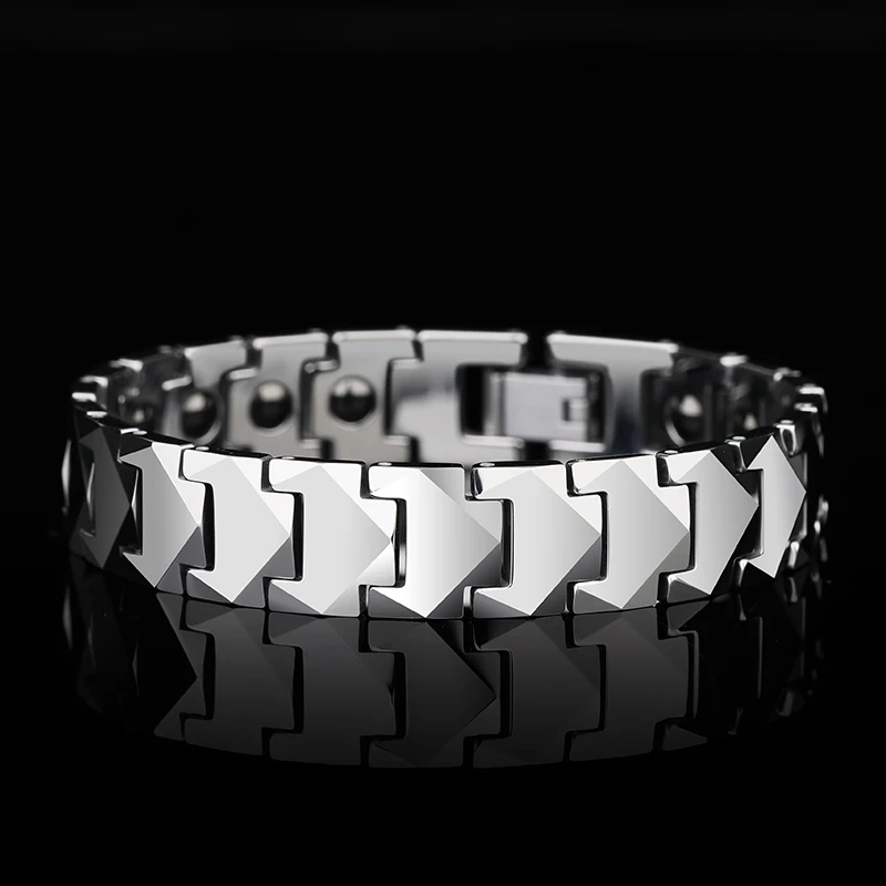 Tungsten Link Bracelets with Magnetic Stones