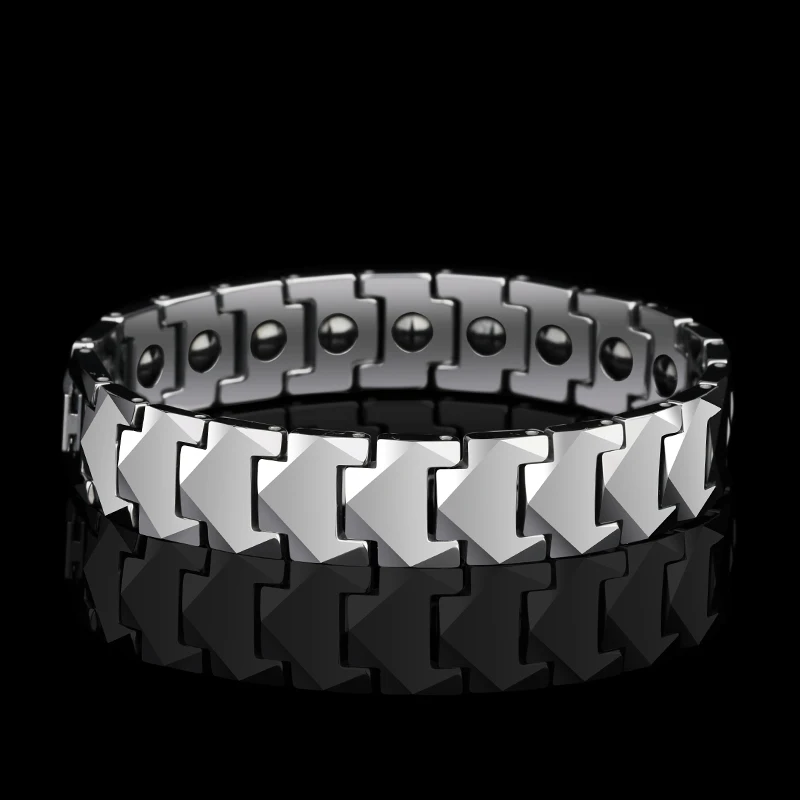 Tungsten Link Bracelets with Magnetic Stones