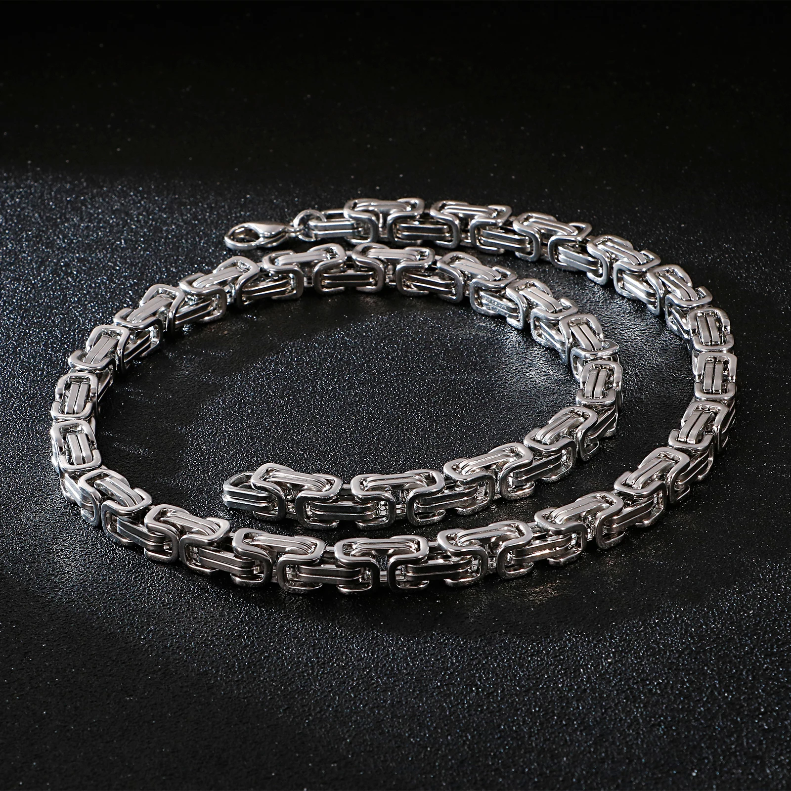 Box Design Men Long Stainless Steel Necklace