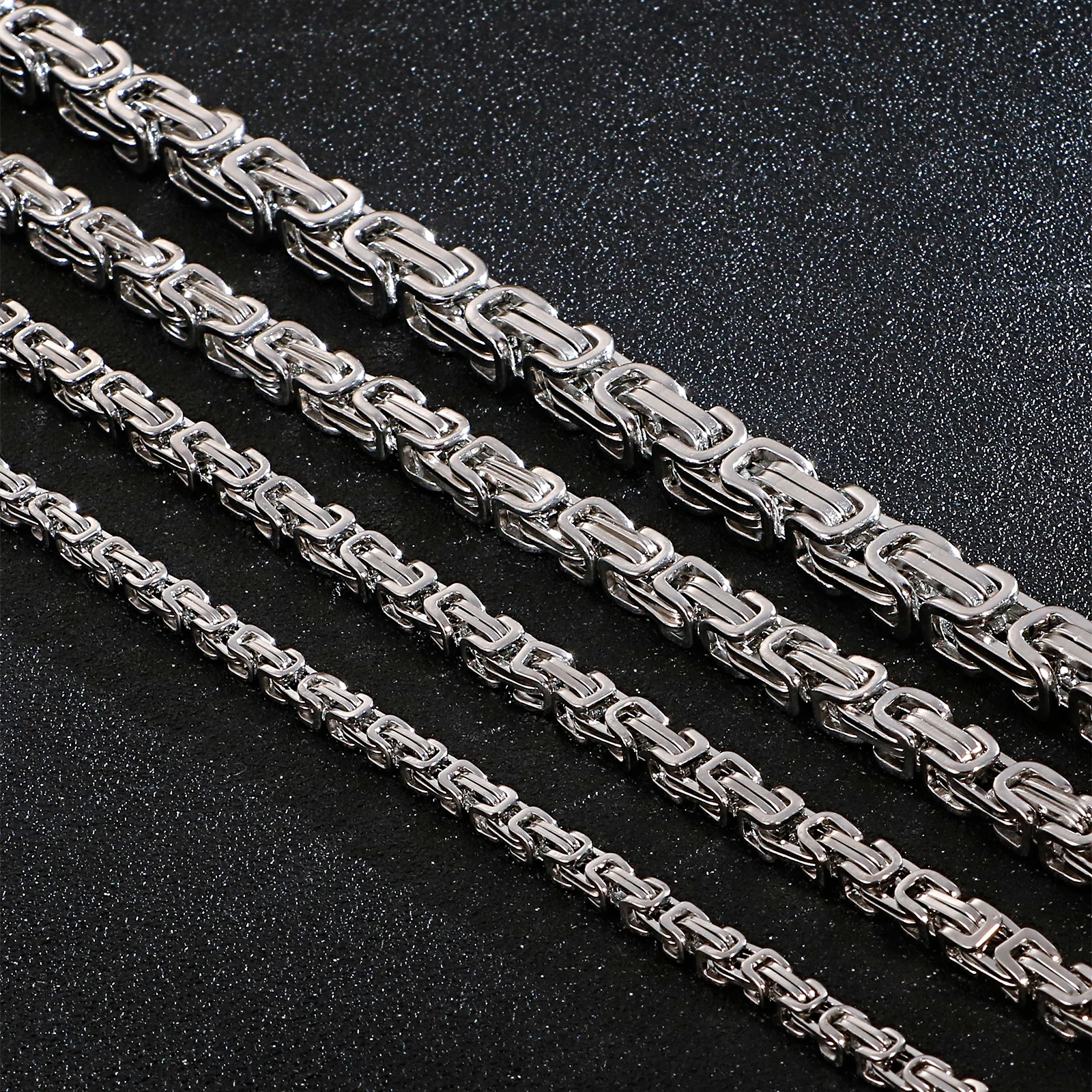Box Design Men Long Stainless Steel Necklace