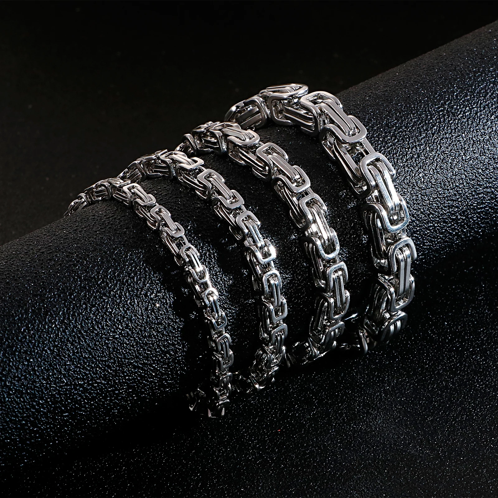 Box Design Men Long Stainless Steel Necklace