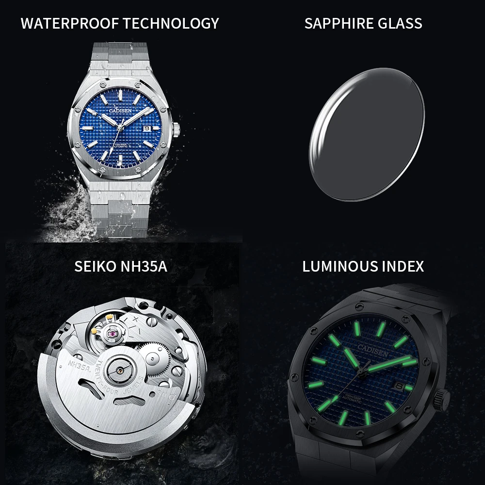 CADISEN Mens 42mm Octagon Automatic Watches