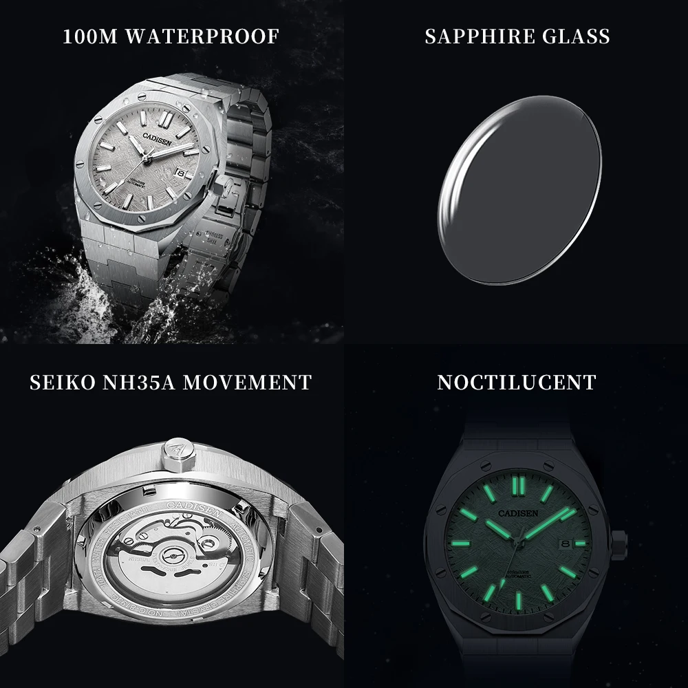 CADISEN Stainless Steel Japan NH35A Mechanical Watch
