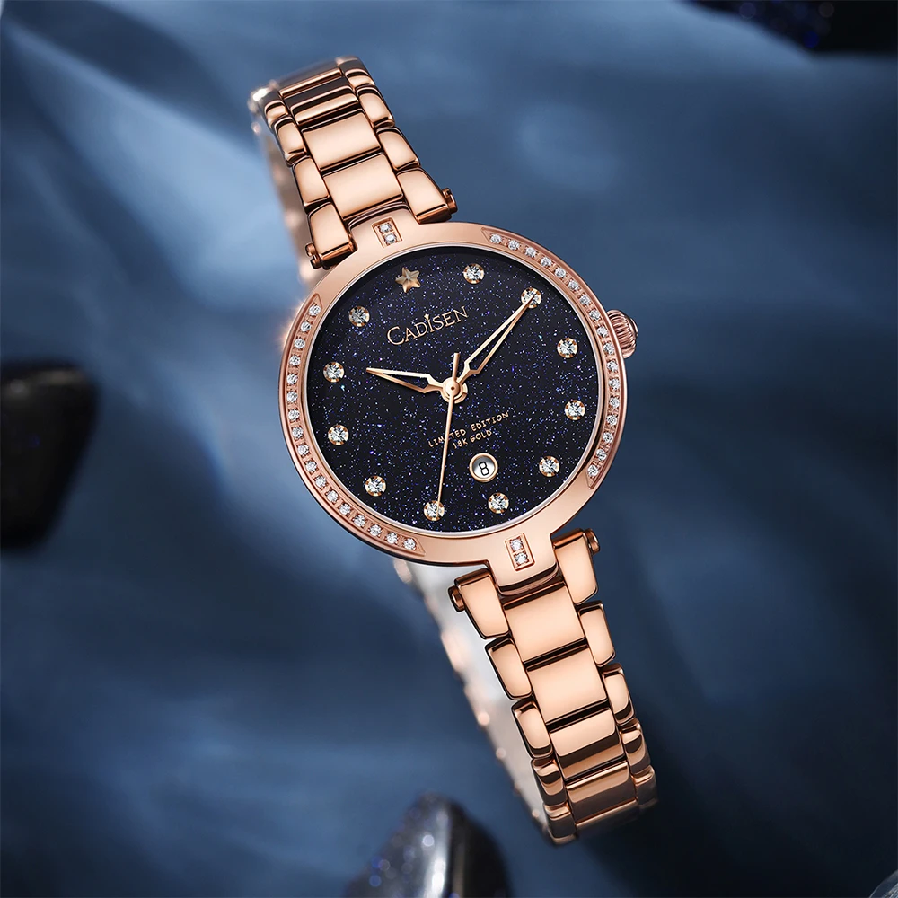 18K GOLD Watch Luxury Diamonds Japan Movement