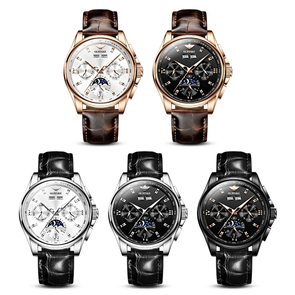 Luxury Men's OUPINKE Watch Leather Watch Band