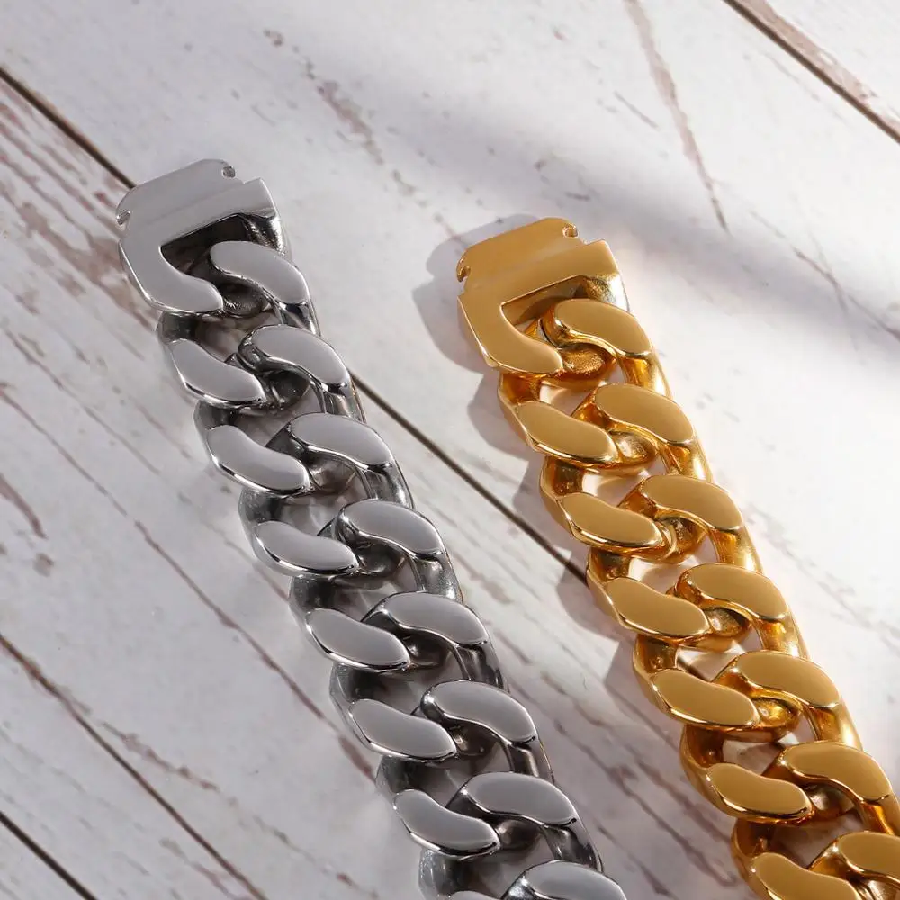 22mm Mens Chunky Bracelet Sturdy Heavy Cuban Chain