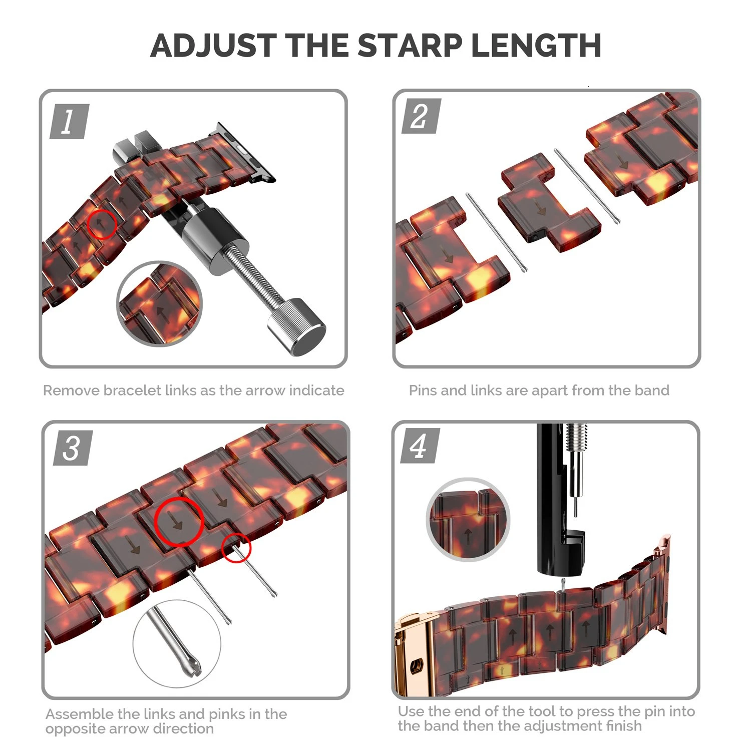 Fashion Resin iWatch Band for Apple Watch 6 5 Band 44mm