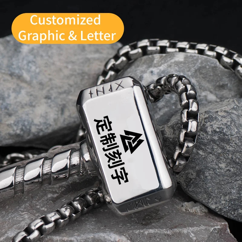 Thor's Hammer Pendant Viking Runes