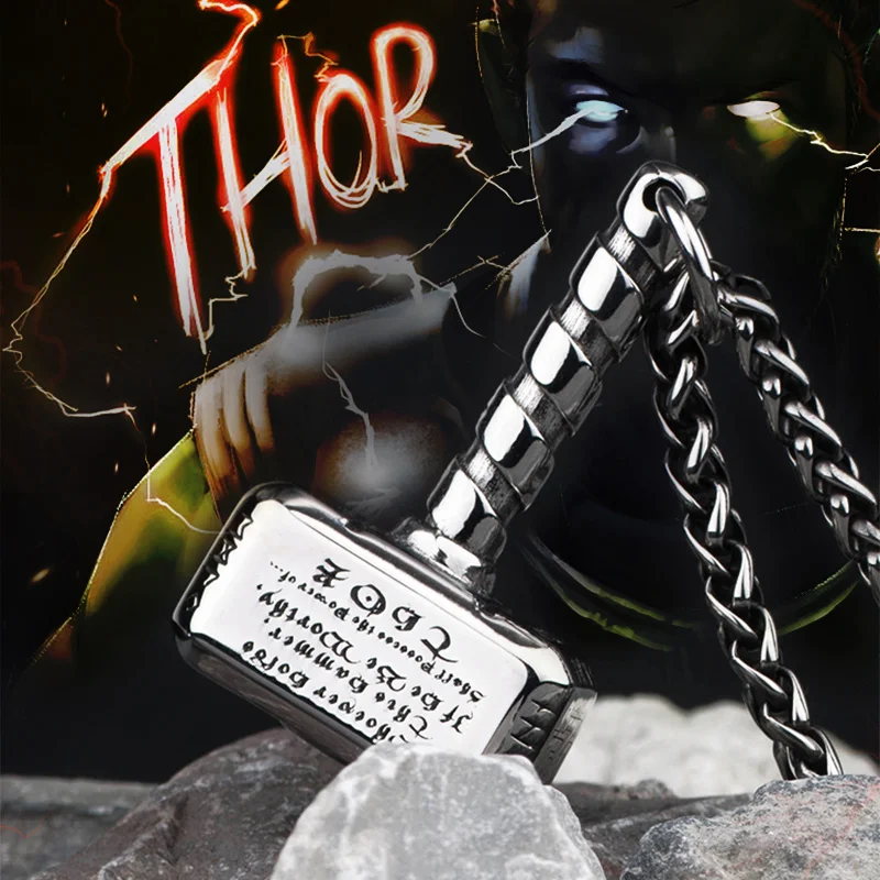 Thor's Hammer Pendant Viking Runes