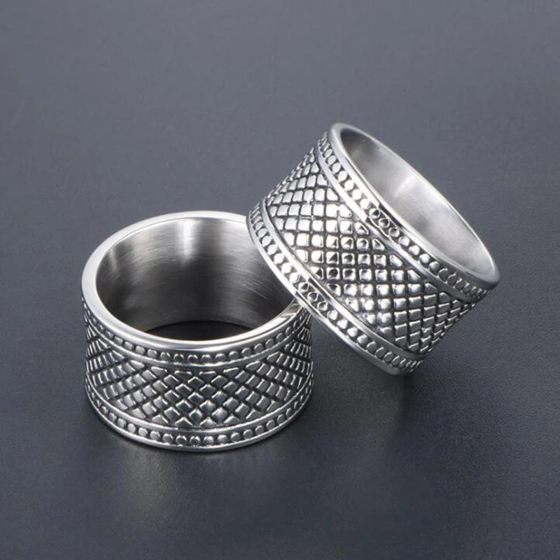 12MM Wide Solid Stainless Steel Punk Ring