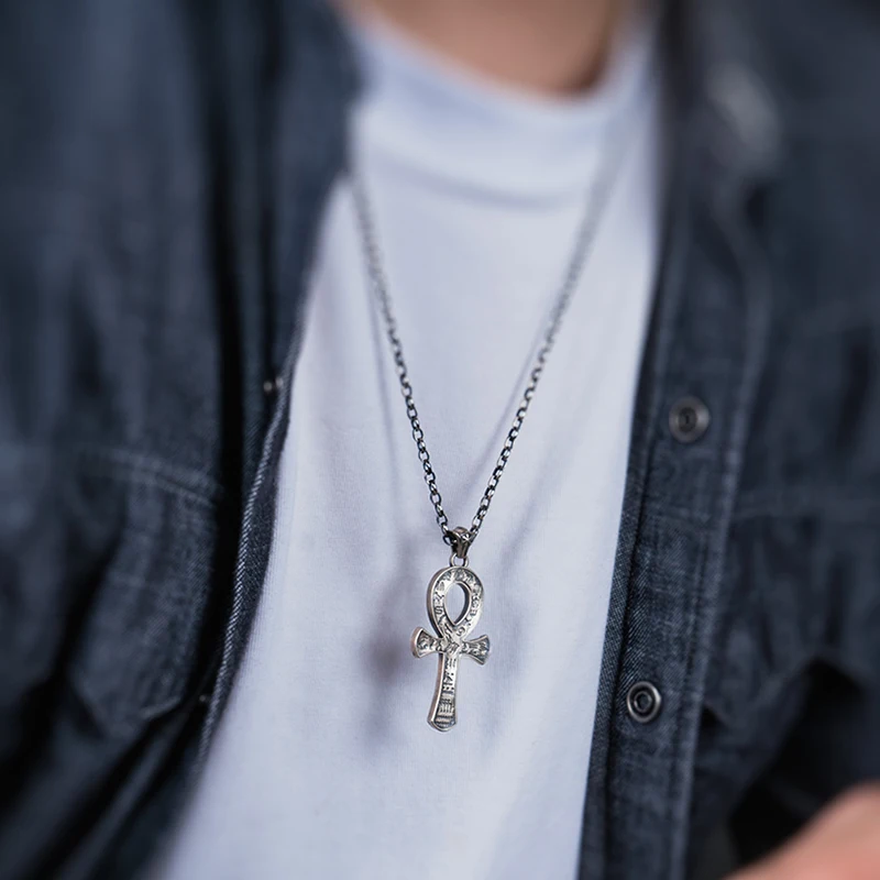 Egyptian Cross Pendant 925 Silver Ankh Necklace
