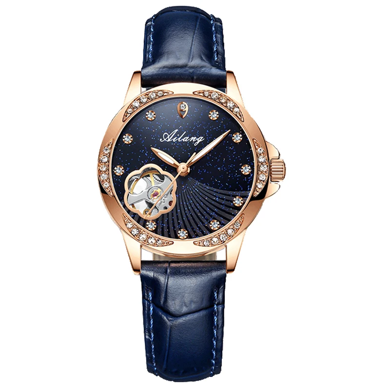 AILANG Women Stainless Steel and Leather Casual Quartz Watch