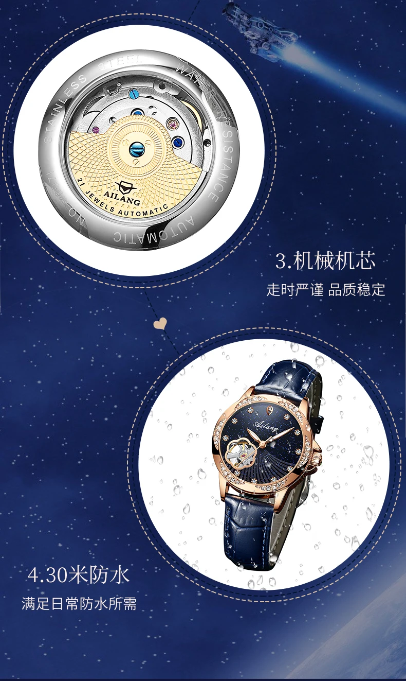AILANG Women Stainless Steel and Leather Casual Quartz Watch