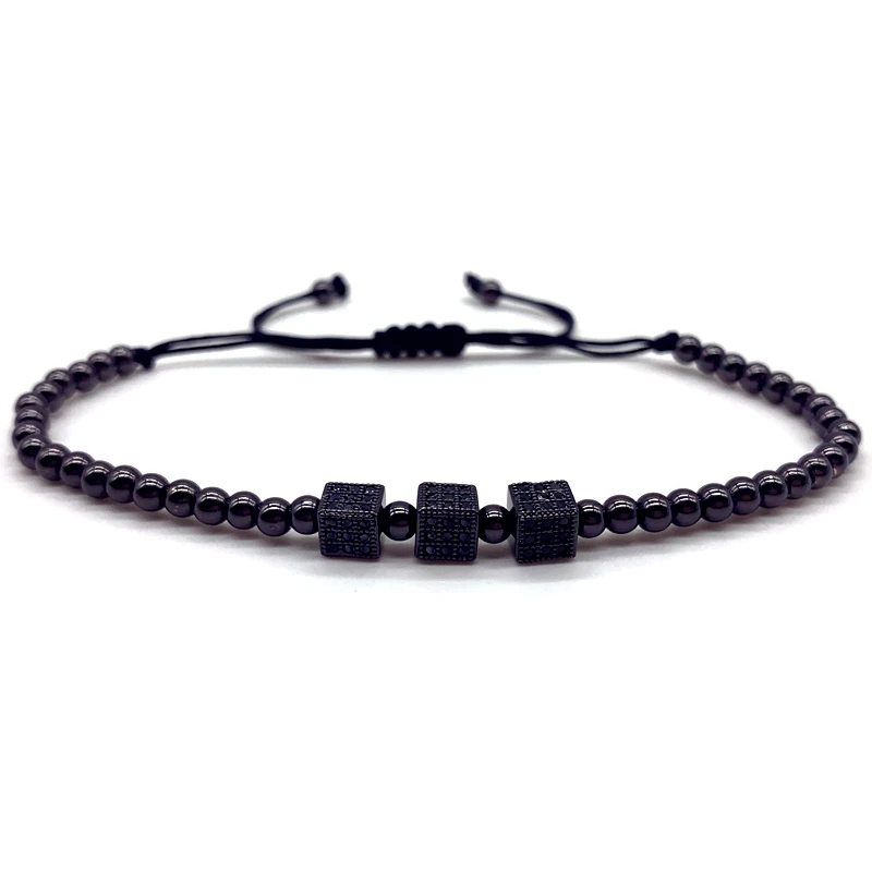 Vintage Black Crown Cube Charm Bracelet