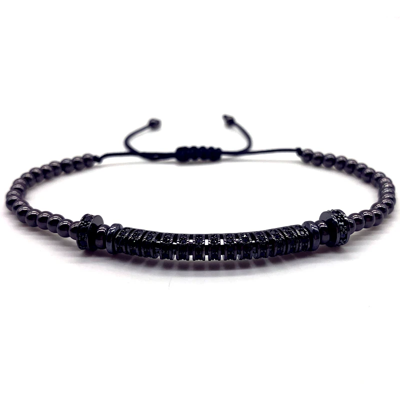 Vintage Black Crown Cube Charm Bracelet