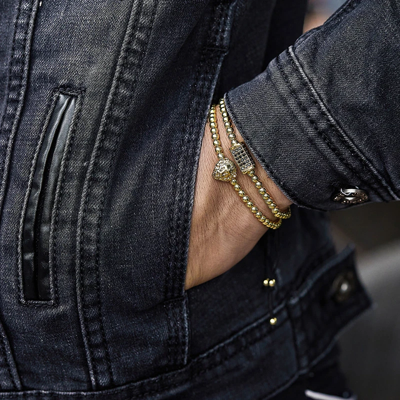 2 Pcs/set Luxurious Handmade Weave Bead Bracelet For Men