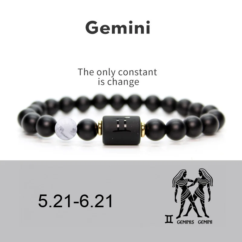 12 Zodiac Signs Couples Bracelet Natural Stone