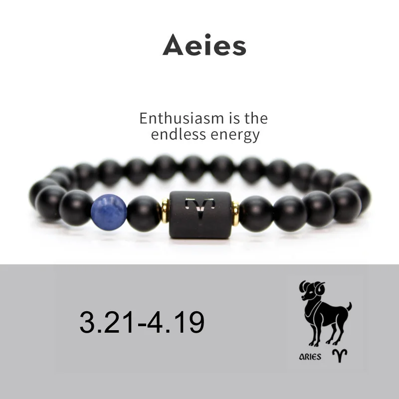 12 Zodiac Signs Couples Bracelet Natural Stone
