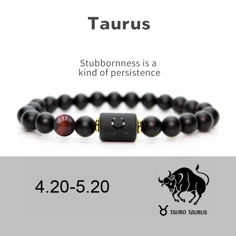 12 Zodiac Signs Couples Bracelet Natural Stone