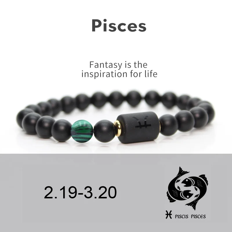 12 Zodiac Signs Couples Bracelet Natural Stone