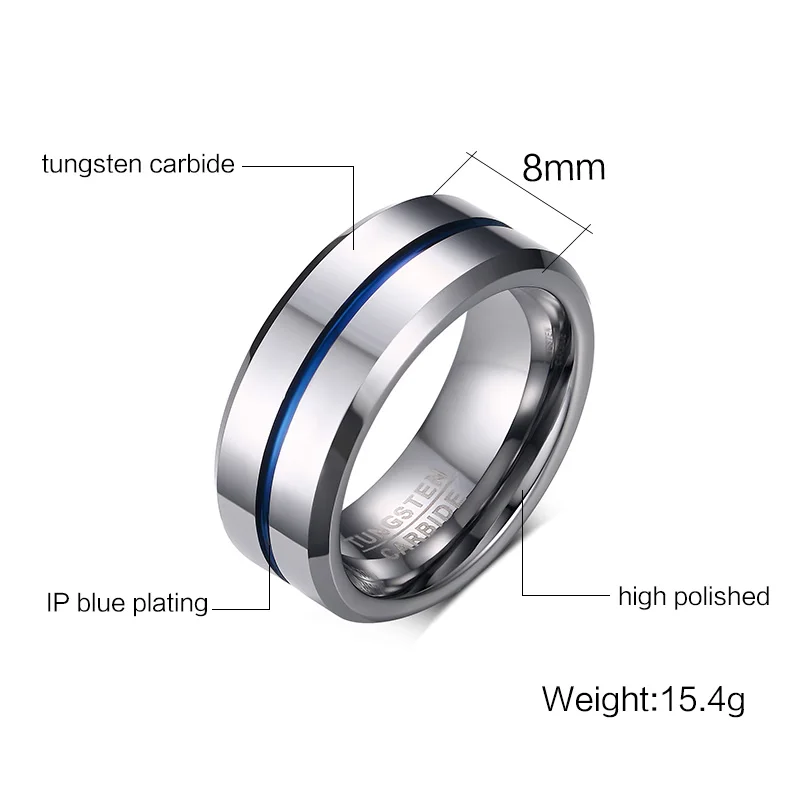 Men's Wedding Bands Tungsten Groove Ring
