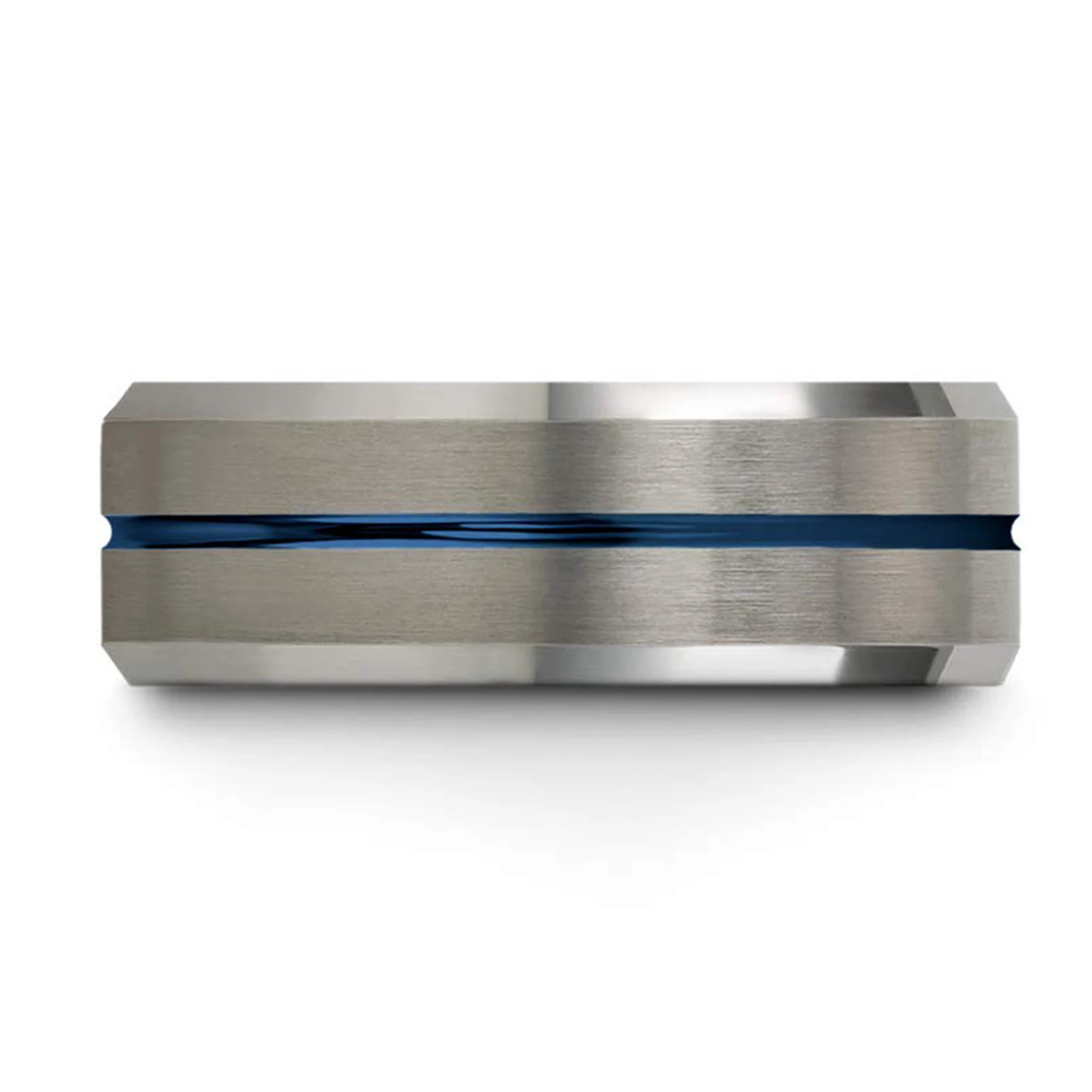 8mm Tungsten Rings for Men with Blue Groove