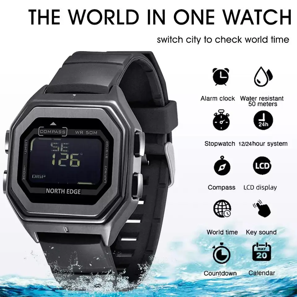 NORTH EDGE Men's Military Smartwatch with Compass