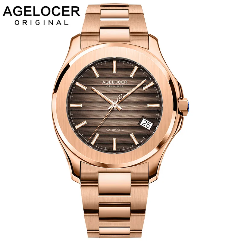 Agelocer Gold Watch 316l Steel Swiss Brand Watches