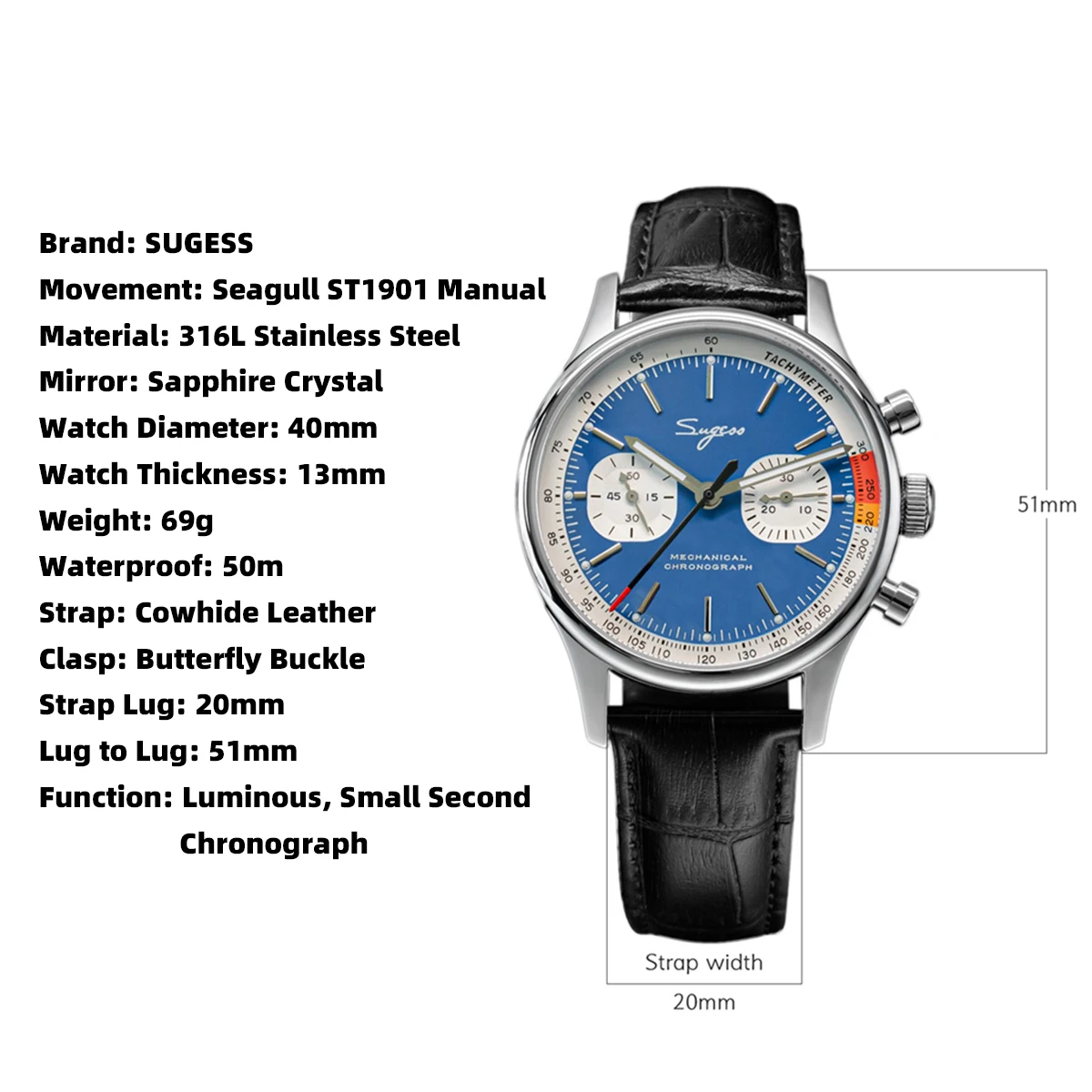 Seagull 1963 Sugess Chronograph Watch
