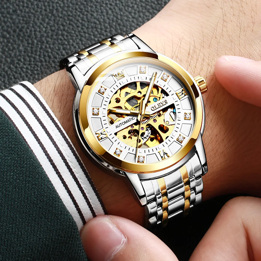 Olevs Automatic Mechanical Hollow Diamond Men's Watch