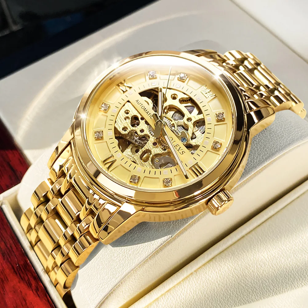 Olevs Automatic Mechanical Hollow Diamond Men's Watch