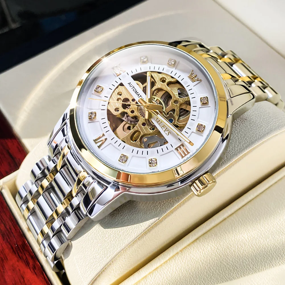 Olevs Automatic Mechanical Hollow Diamond Men's Watch