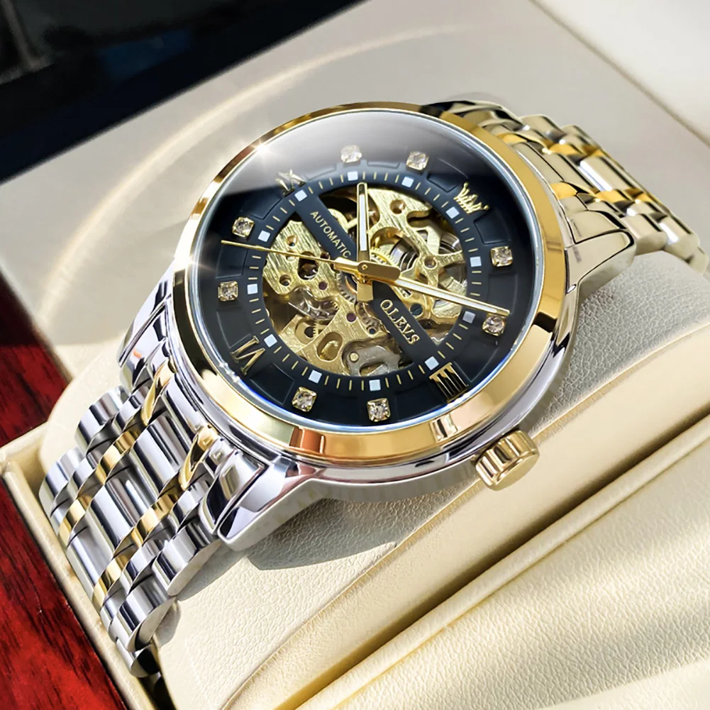 Olevs Automatic Mechanical Hollow Diamond Men's Watch
