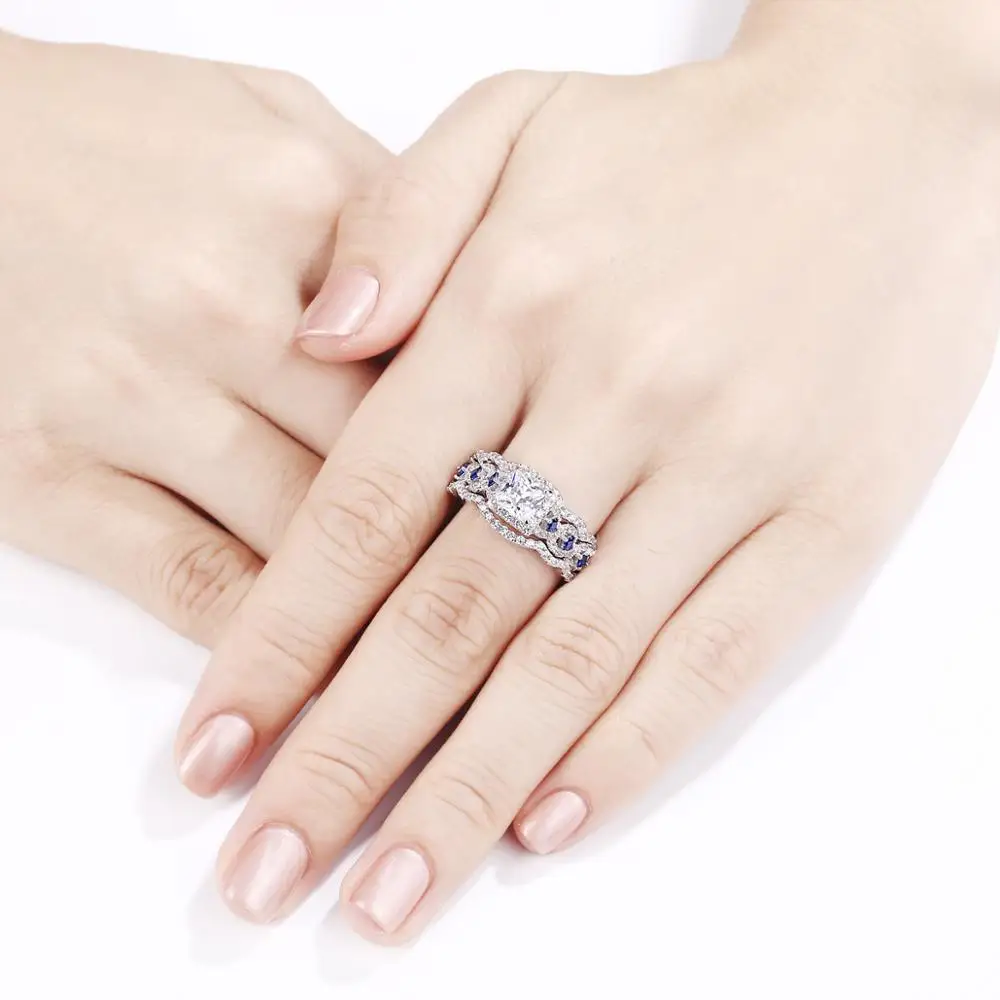 Wedding Ring Sets Classic Jewelry 3 Pcs 925 Sterling Silver