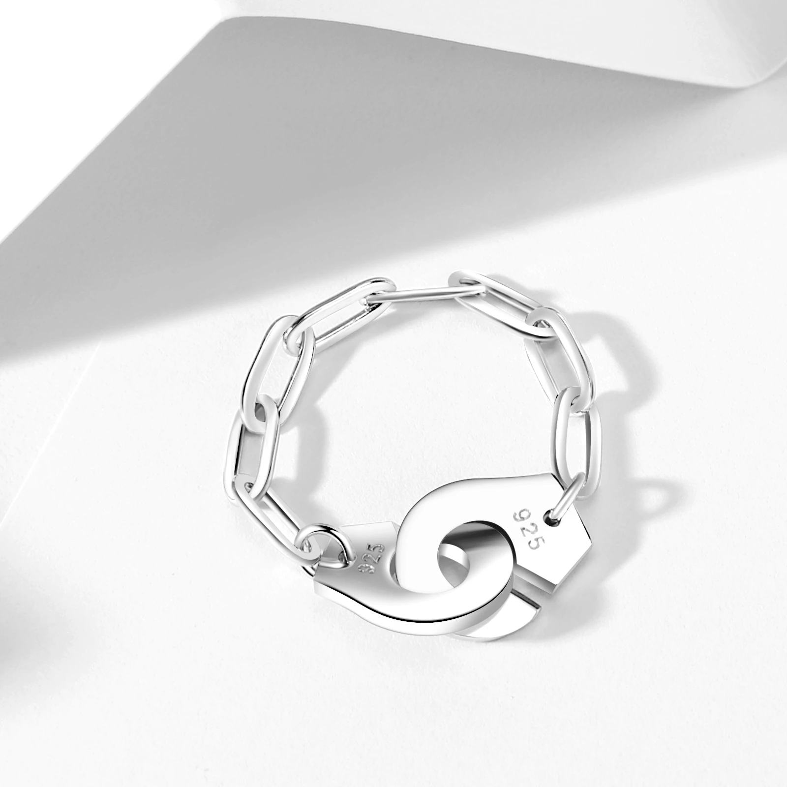 Fashion 925 Sterling Silver Handcuff Ring