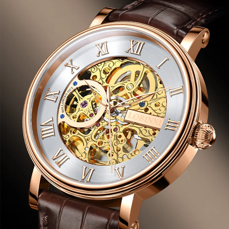 Luxury LOBINNI Skeleton Automatic Watch