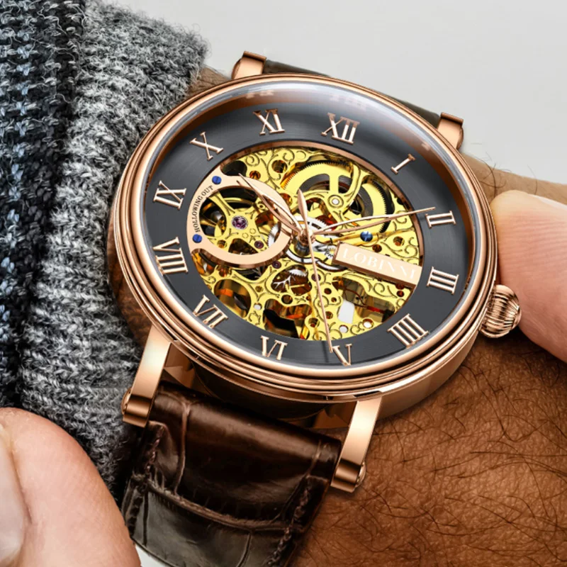 Luxury LOBINNI Skeleton Automatic Watch