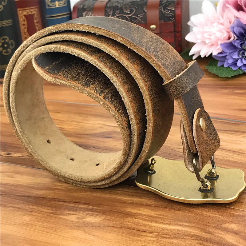 Cowboy Belt Bull Head Buckle Luxury Leather