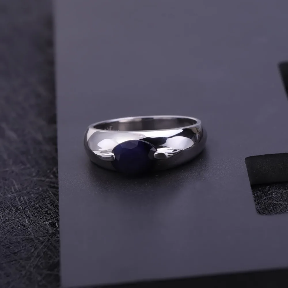 Natural Blue Sapphire Wedding 925 Sterling Silver Ring