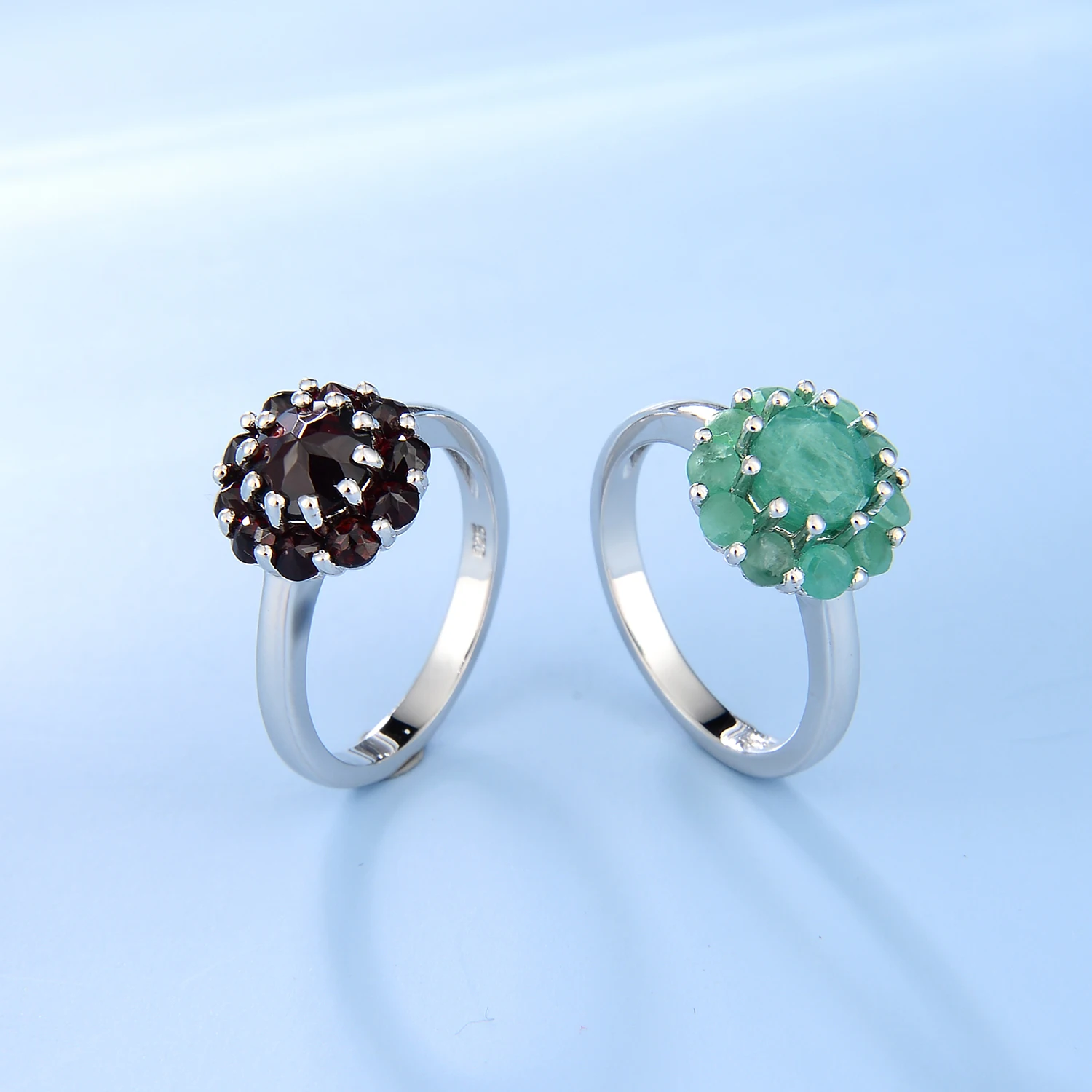 925 Sterling Silver Gemstone Cluster Ring