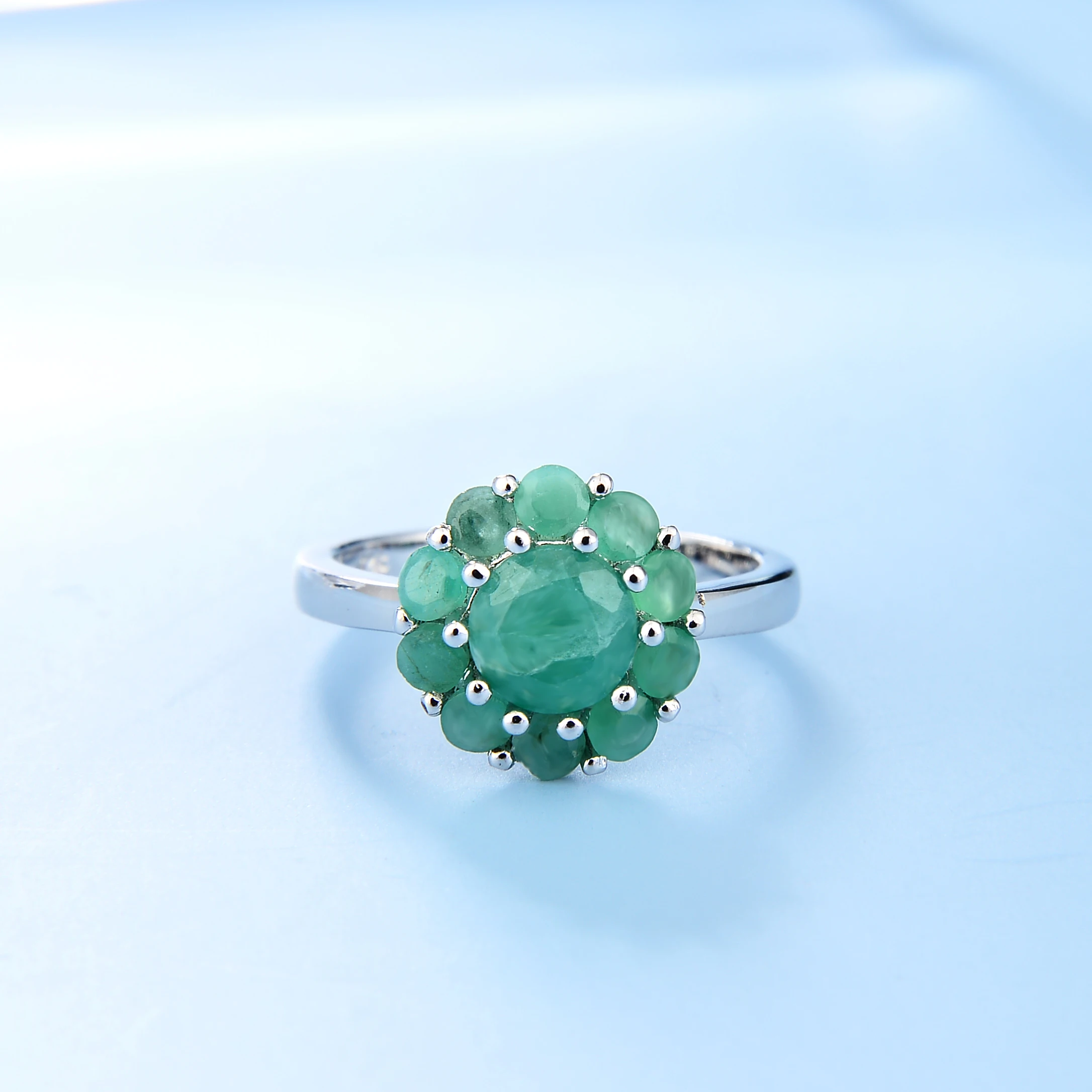 925 Sterling Silver Gemstone Cluster Ring